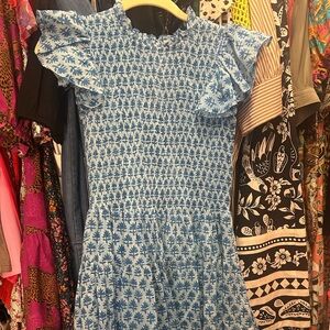 Oliphant Blue Floral Textured Dress